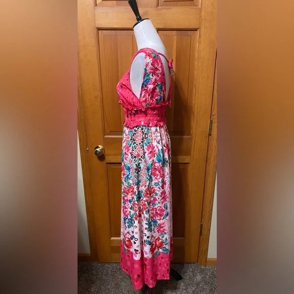 NWT Umgee Mixed Media Floral Maxi Dress - Picture 4 of 5